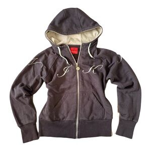 Y2K Women's Brown Hoodie with Embroidered Design